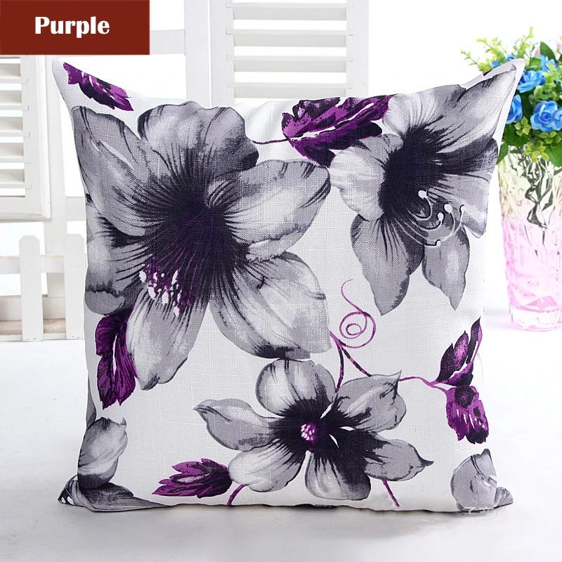 Heißes Slub-Leinen Floral Kissenbezug Handbemalte Blumen Bäume Kissenbezug Modern Dekorative Wurfkissenbezug für Sofa Auto