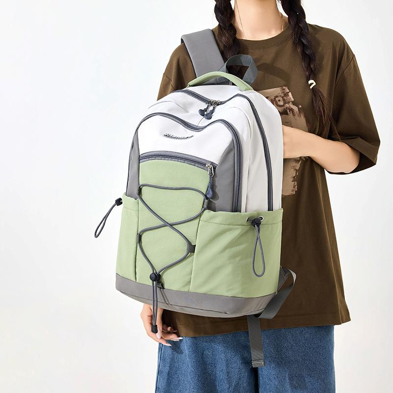 Schoolbag Lightweight Outdoor Hiking Bag Women's Casual Backpack Drawstring Large Capacity Short Trip Bag Fashion Trend Cycling Backpack