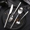 Thickened Stainless Steel Square Handle Cutlery Matte Tableware  Table Knife Salad Fork Dessert Spoon Silverware for Kitchen