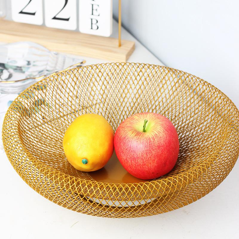 Nordic Creative Ironwork Wire Mesh Fruit Basket Double-Layer Modern Snack And Candy Storage Fruit Basket