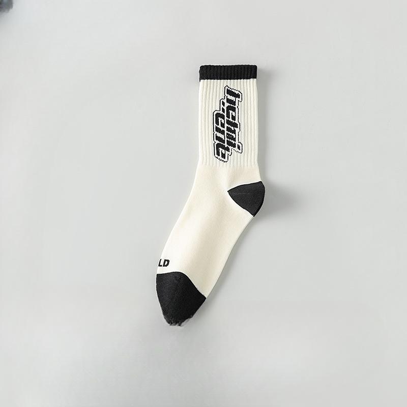 5 Pairs of Men's Spring and Autumn Pure Cotton Youth Student Basketball Mid Calf Socks