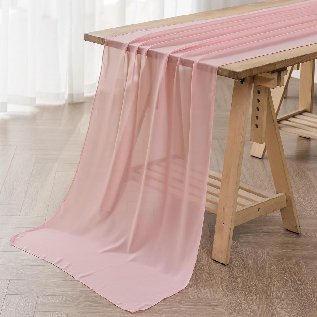 1PC/4PCS Chiffon Table Runner 30x300cm Sheer Romantic Table Runner for Wedding Birthday Party Bridal Shower Outdoor Decoration