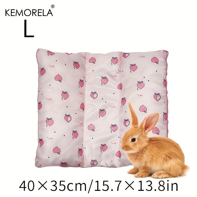  Reversible Small Pet Bed - Plush Top & Cooling Bottom for Rabbits, Guinea Pigs and Chinchillas Pink Square Mat