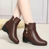 Flat mother shoes cotton shoes, new autumn and winter short boots    and elderly women's shoes velvet leather shoes warm Martin boots