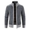 Winter Men's Plus Velvet Thick Sweater Fashionable Color Zipper Cardigan Stand Collar Knit Jacket