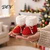 Wool Hanging Boot Ornaments Knitted Christmas Boots Ornaments, Cute Plush Decoration with Winter Festive Decor Bell, Holiday Tree Pendant for