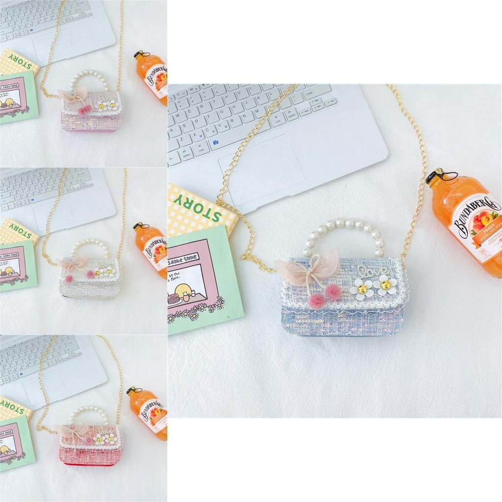 Adorable Mini Pearl Handbag For Girls Charming Chain Shoulder Bag For Children