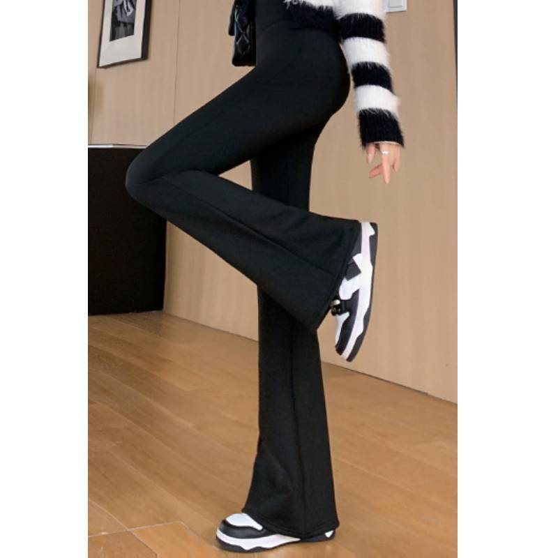 High Waist Flare Pants For Women With Polyester And Elastane For Casual Wear