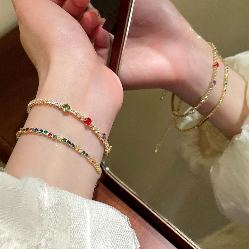 European and American Simple Geometric Zircon Round Splicing Bracelet Bracelet Exquisite Versatile Jewelry Women