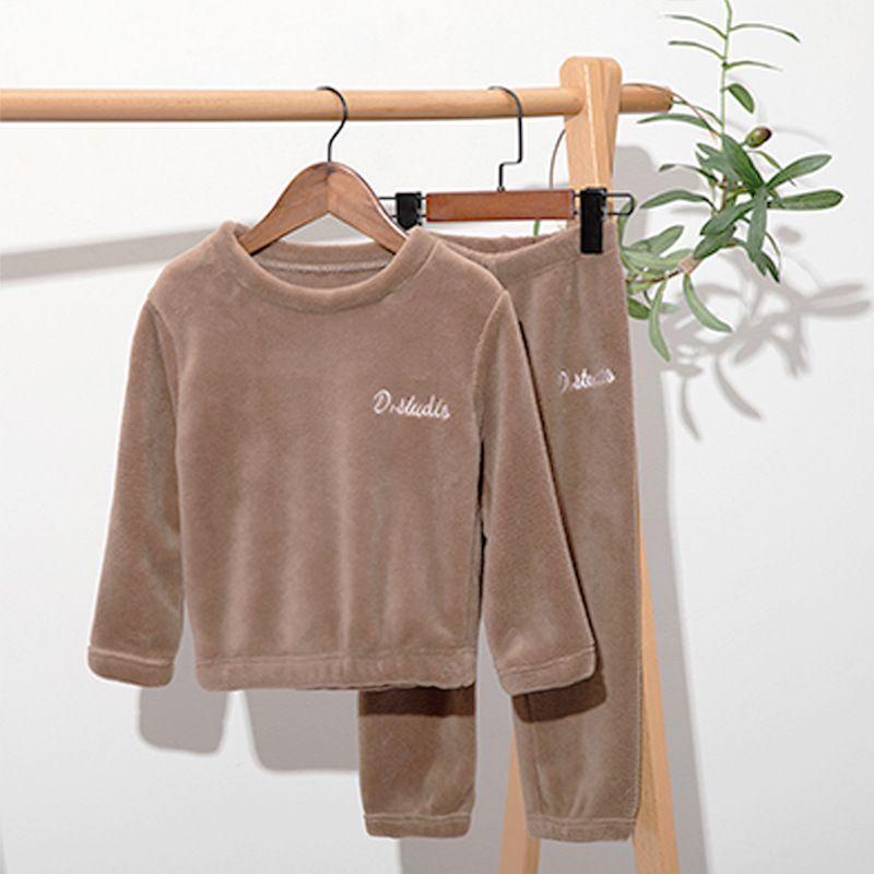 Baby Jungen Mädchen Winter Korallen Fleece Pyjama Sets Plus Samt Dicke Kind Nachtwäsche 2PCS Warme Hause Anzüge Kinder Kleidung