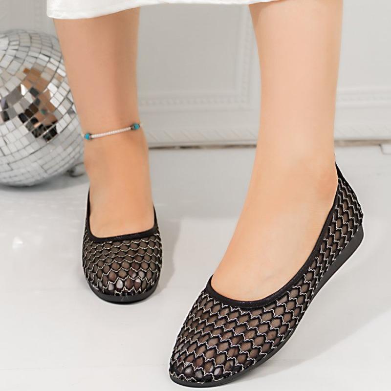 Fashion Air Mesh Hollow-carved Design Women Flat Shoes  Ladies Shoes Round Toe