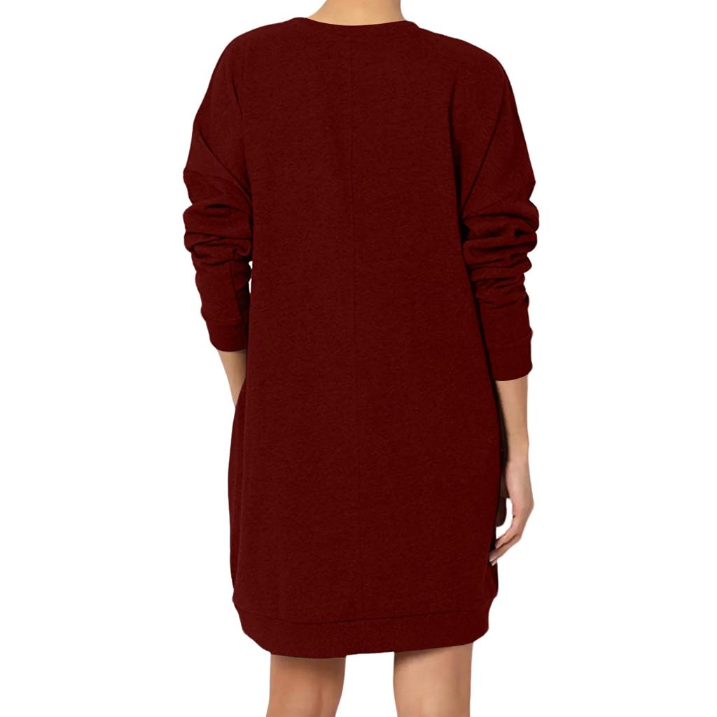 Women's Solid Color V-neck Top Long Sleeved Loose Top