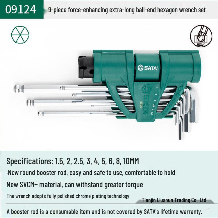 Shida Tools Extra Long Ball and Flat Head Hex Wrench Set (6-Piece) - Model 09105