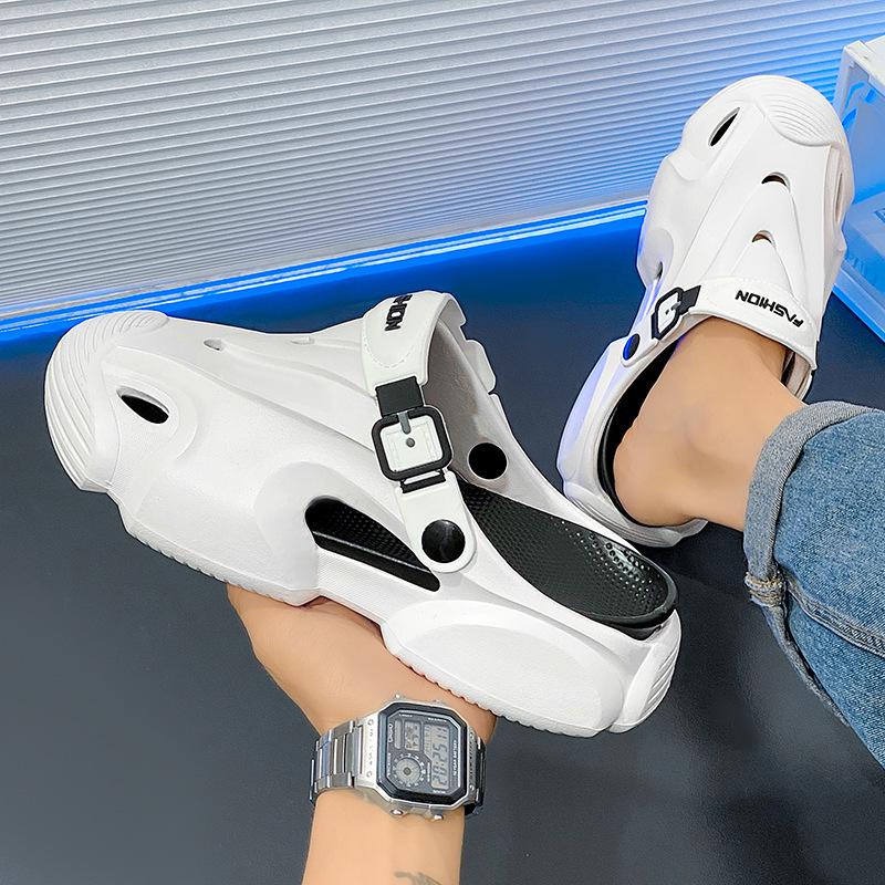 Hole Shoes Men's Summer Wear Non-slip and Wear-resistant Bag Head Slippers Men's Soft Bottom Sports Large Size Beach Cool