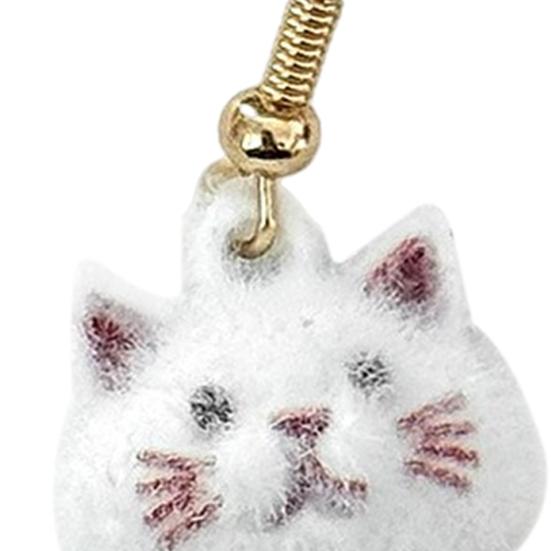 1 Pair Women Earrings Lightweight Flocking Cat Design Drop Earrings