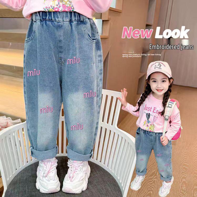 

Дівчачі модні джинси на весну/осінь: Повсякденні штани для маленьких дівчаток та старших дітей 150 cm