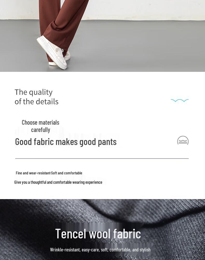 Fanzhen Women's Tencel Wool Blend Wide-Leg Trousers