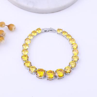 21 Zircon Bracelets With Gradual Change Of Size, Copper-Plated Platinum With Gemstone Hand Jewelry, Round Colored Treasure Bracelet.