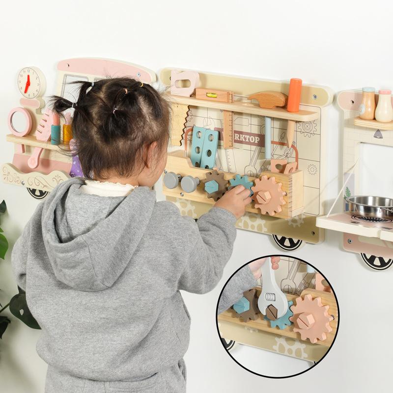 Wooden Wall Assembled Train Simulation Busy Board Toy