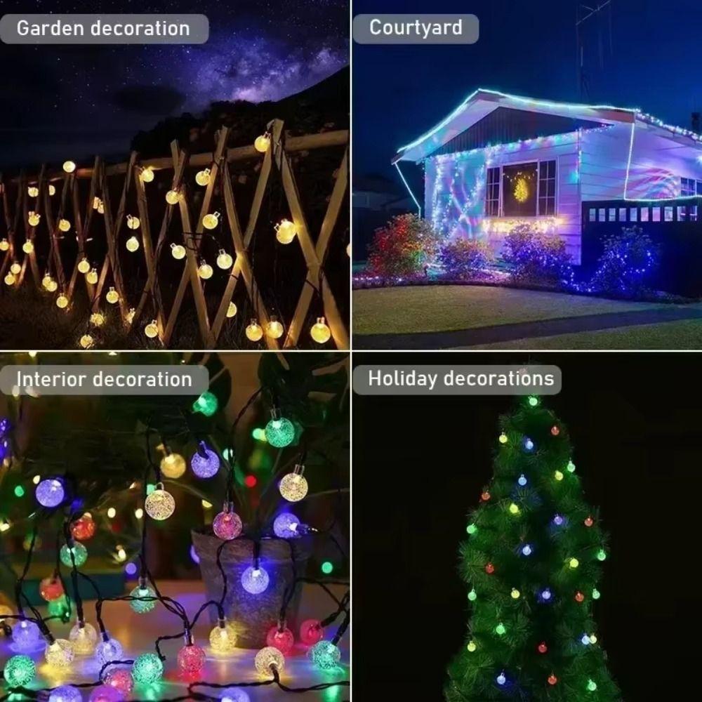 100 LED solar bubble ball string lights, 12M long IP65 waterproof LED fairy light, 8 lighting modes, crystal ball design