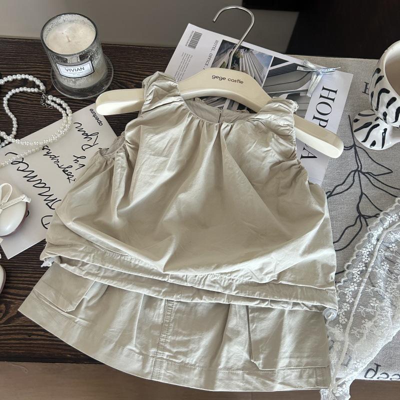 Girls' Fashionable Summer Two-Piece Set: Vest Top & Cargo Skirt