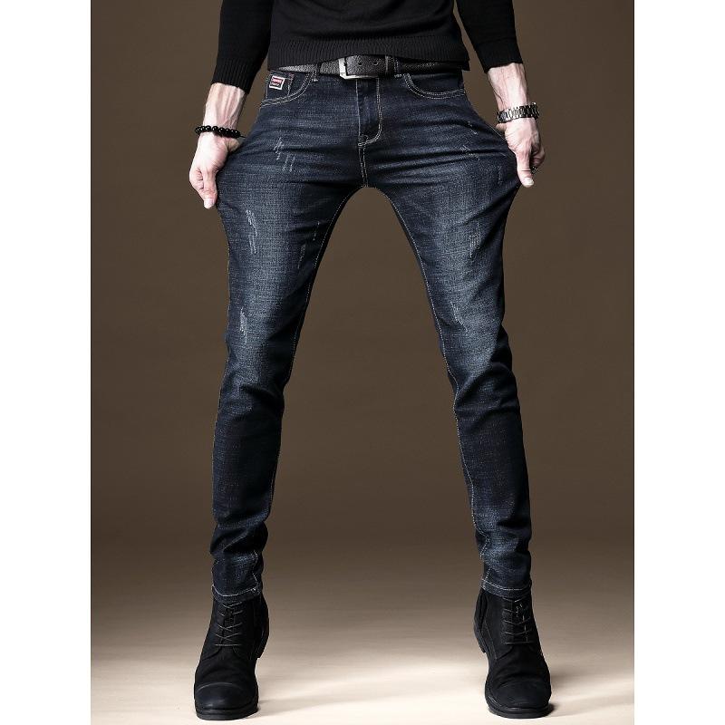 New autumn high-end elastic jeans men's trendy brand slim-fitting pants Korean version casual new men's long pants