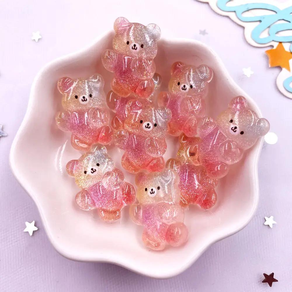 12Pcs Resin Colorful Kawaii Swan Dinosaur Cat Rabbit Butterfly Bear Figurines Flatback Rhinestone DIY Bow Decor Scrapbook Crafts