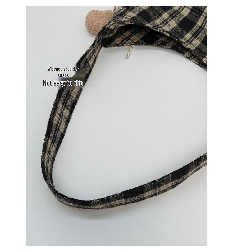 Lightweight Retro Plaid Tote Bag - Versatile, Large Capacity for Class, Shopping, or Commute