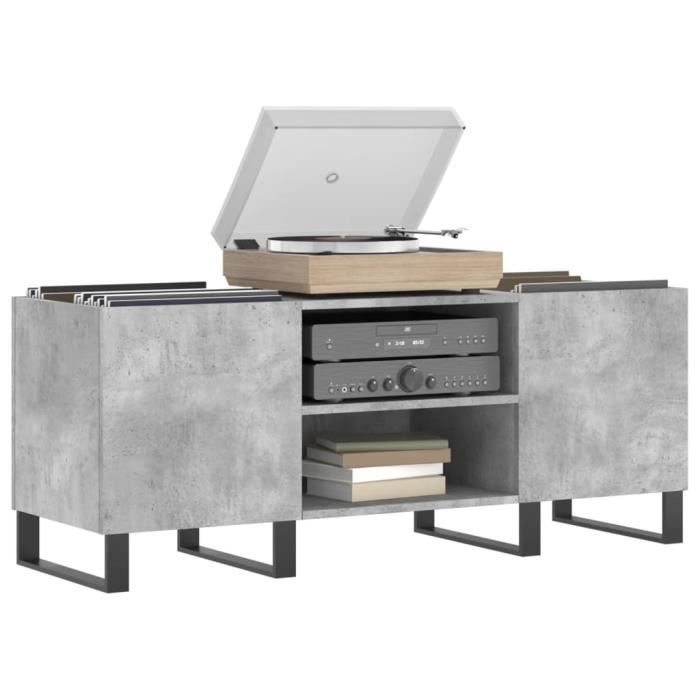 VidaXL Record Cabinet Concrete Grey 121x38x48 Cm Engineered Wood 831688