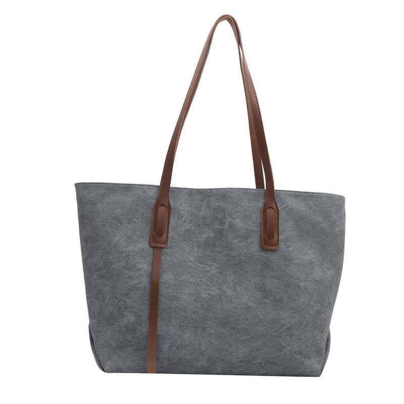 2024 New Retro Fashion Underarm Large Capacity Bag Women's Trendy Commuting Tote Bag Color Block Stitching Shoulder Bag