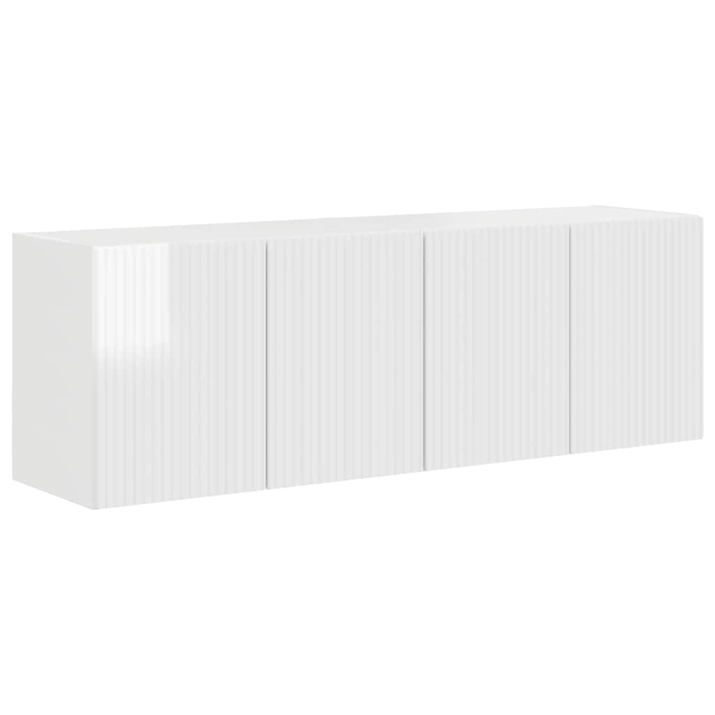 Wall Mounted TV Cabinet Set 2 pcs High Gloss White 59.5 x 31 x 40 cm