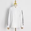 2025 Spring Korean Puff Sleeve Pleated Single-Breasted Loose Commuter Women's Shirt