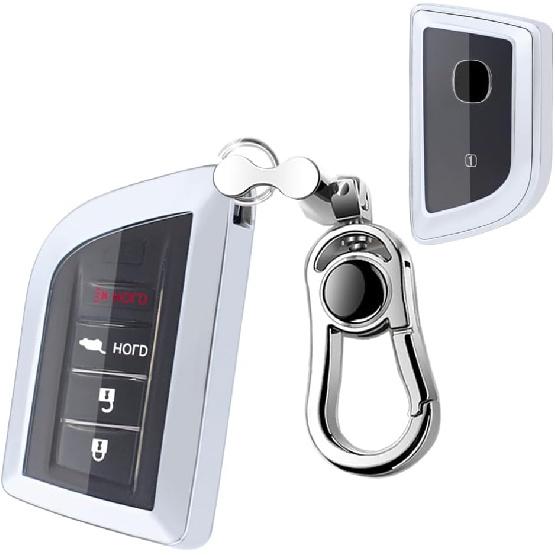 Key Fob Cover for Acura, Compatible with 2022 2023 Acura RDX Inggera MDX RDX, Remote Key Fob Silicone TPU, Protective Key Fob Cover, Case Holder Sleek Bright Silver