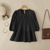 ZANZEA Kvinner Casual rund hals ensfarget løs kortermet bluse