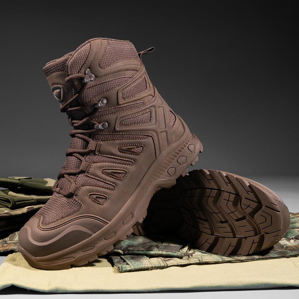 Men's Tactical Breathable Outdoor Combat Boots - Wear-Resistant, Large Size
