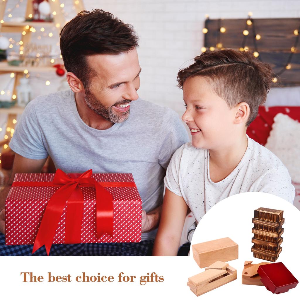 Puzzle Box 4 Pack Wooden Secret Puzzle Box With Hidden Compartment 3D Brain Teaser Magic Drawers Secret Magic Box Wooden Box Puz