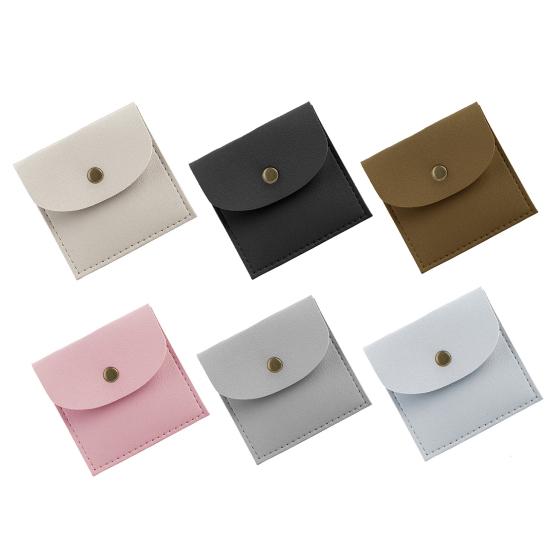 Mini Jewelry Pouch Faux Leather Small Storage Bag Travel Jewelry Pouch with Snap Button for Necklaces Bracelets Rings