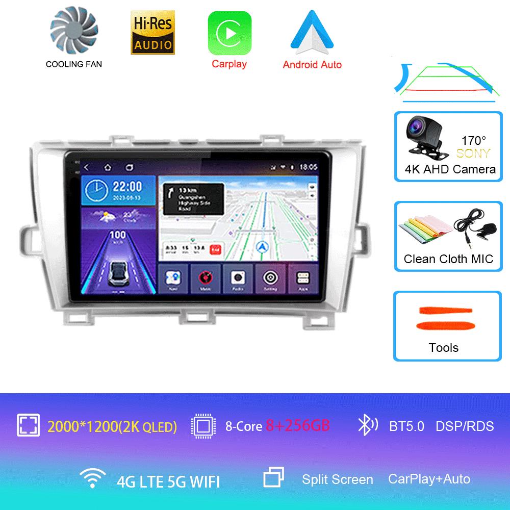 Car Radio Android 14 Carplay For Toyota Prius XW30 2009 2010 2011 - 2015 Navigation GPS Multimedia Player wifi+4G BT Auto 2 DIN