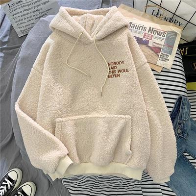 Herfst Winter Jas Roze Schattig Excuses Print Met Capuchon Losse Zakken Harajuku Dames Fleece Flanel Pullover Dames Trui