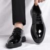 Inner Heightening Leather Shoes Men's New Glossy Business Dress Bright Leather Heightening Shoes Pointed Groom Wedding Shoes