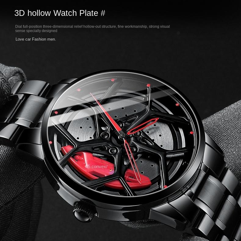 SVJ RS8 Hjulklokke Herre Stereo Brems Hollow Dial Sports Car Modified Black Technology Vanntett