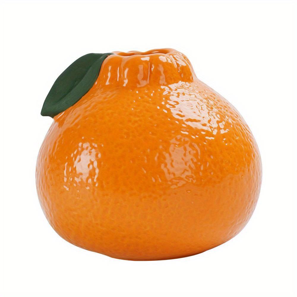 Orange Vase for Home Decor, Decorative Vase Fruit Shape Vase Tabletop Decorative Vase Table Centerpieces Decoration