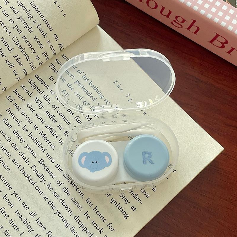 Compact Care Box Compact Contact Lens Case Cartoon Lens Box Hygienic Animal Avatar Lens Holder For Bathroom Handbag Office