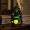 Gothic Home Decor Light Halloween Witch Lantern, Resin Tabletop with Warm Glow, Spooky Centerpiece Lantern Decoration for Shelf Desk