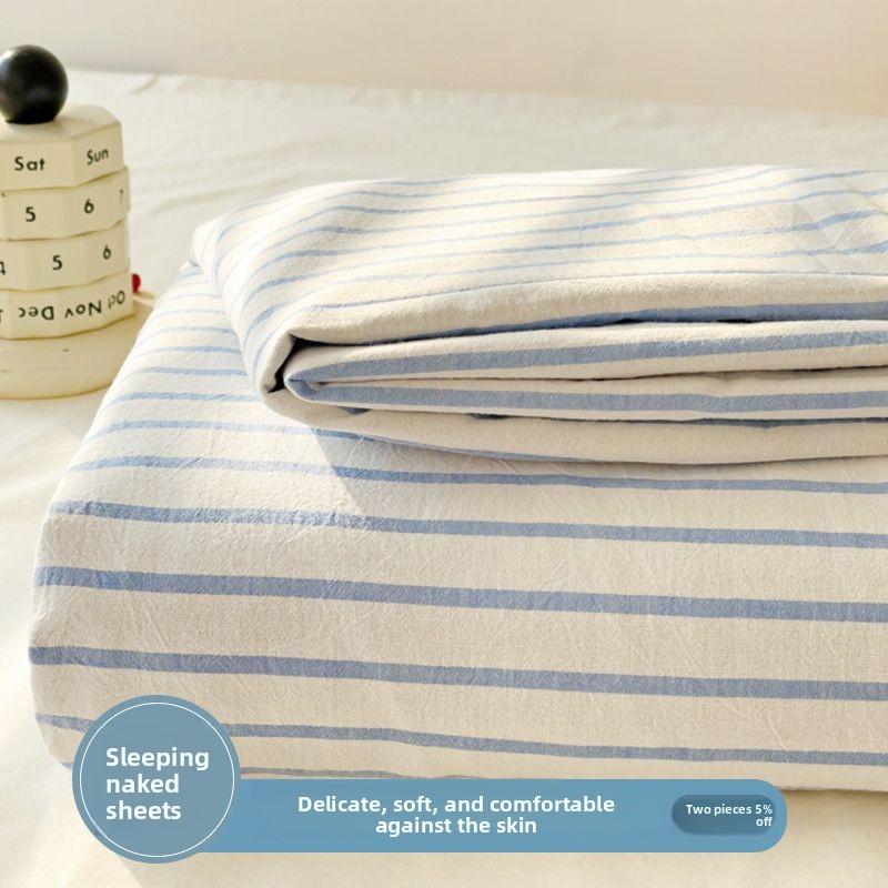 

Minimalist Ins Striped Washable Bed Sheet, Soft Bedding for Single Double Dorm & Home Use 120*230
