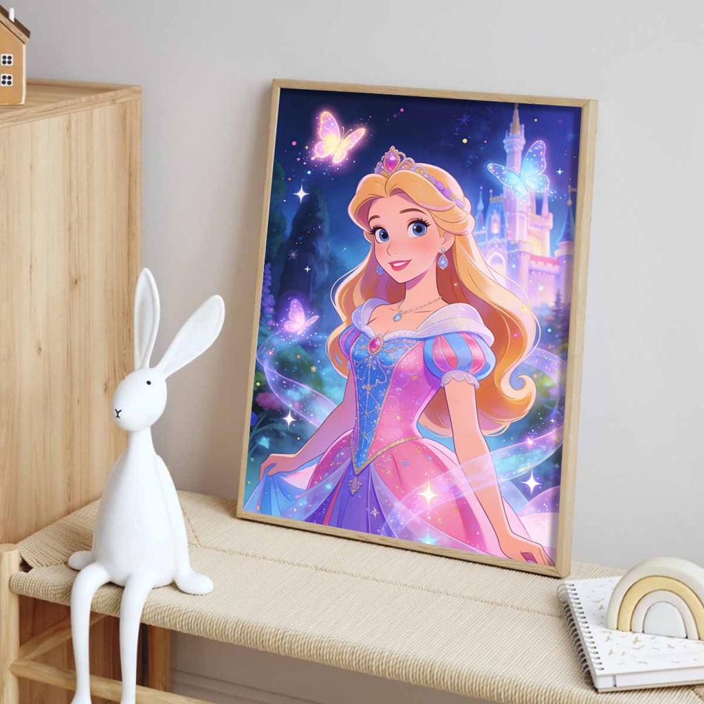 Disney Themed Diamond Painting Kit Princess Castle Magical Butterflies Handmade Diy Beginners Craft Lovers Home Decoration