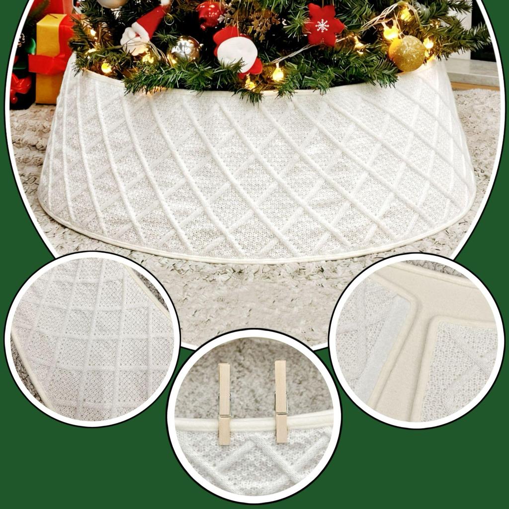 Knitted Christmas Tree Skirt & Apron for Holiday Decor