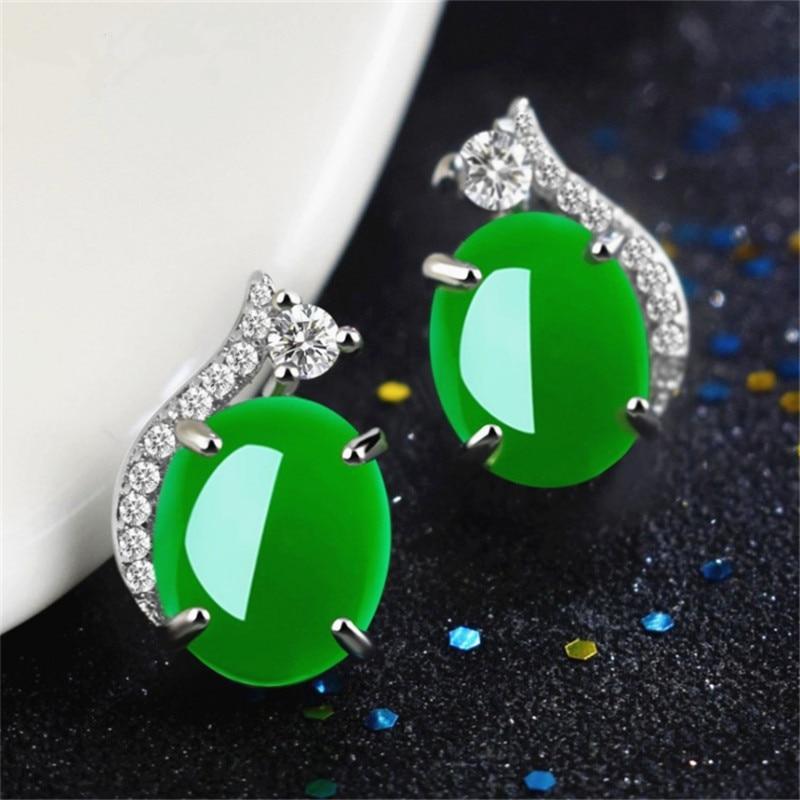 BELLA BOX New Design Green Women Earrings Created  Emerald Gemstone Fine Charm Jewelry For Women