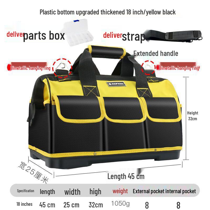 Multifunctional Oxford Cloth Electrician Tool Bag with Plastic Base