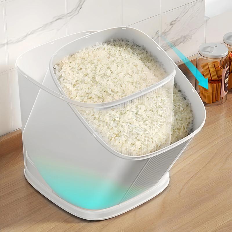 6KG Rice Container Rice Storage Box Sealed Cereal Dispenser with Buckle Insect Proof Grain Pet Food Container Kitchen Organizer